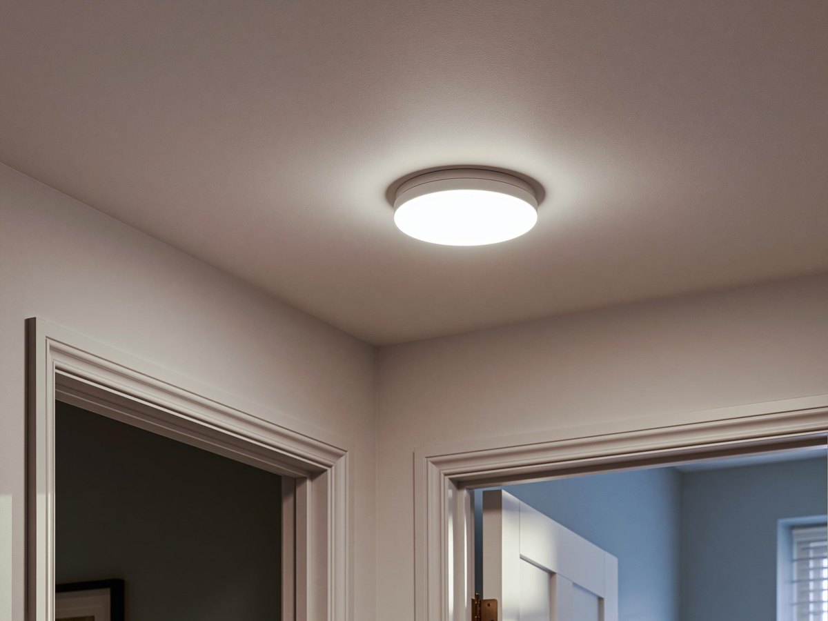 Ceiling and wall junction seen from below, clean and even