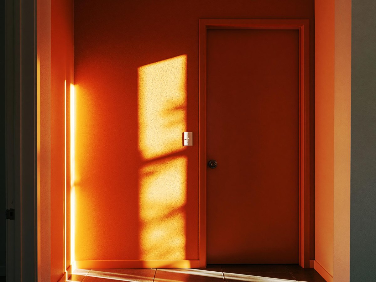Even painted wall surface with no visible repair, lit from one side